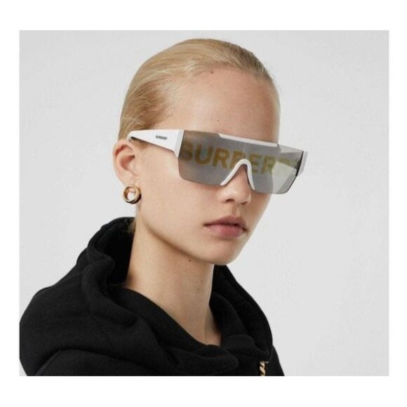 NEW BURBERRY BE4291 3007/H WHITE UNISEX SHIELD SUNGLASSES BURBERRY - Picture 3 of 12